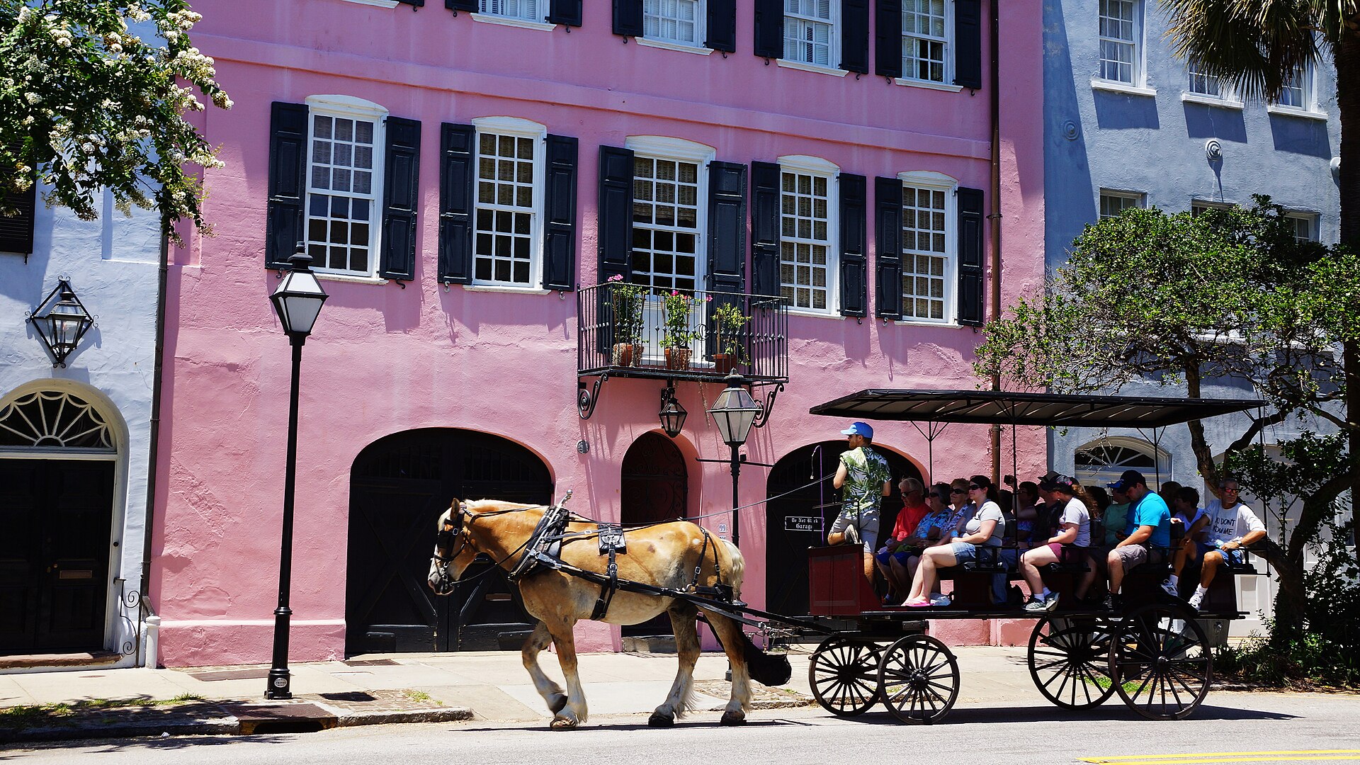 Colorful historic houses on Rainbow Row in Charleston, South Carolina