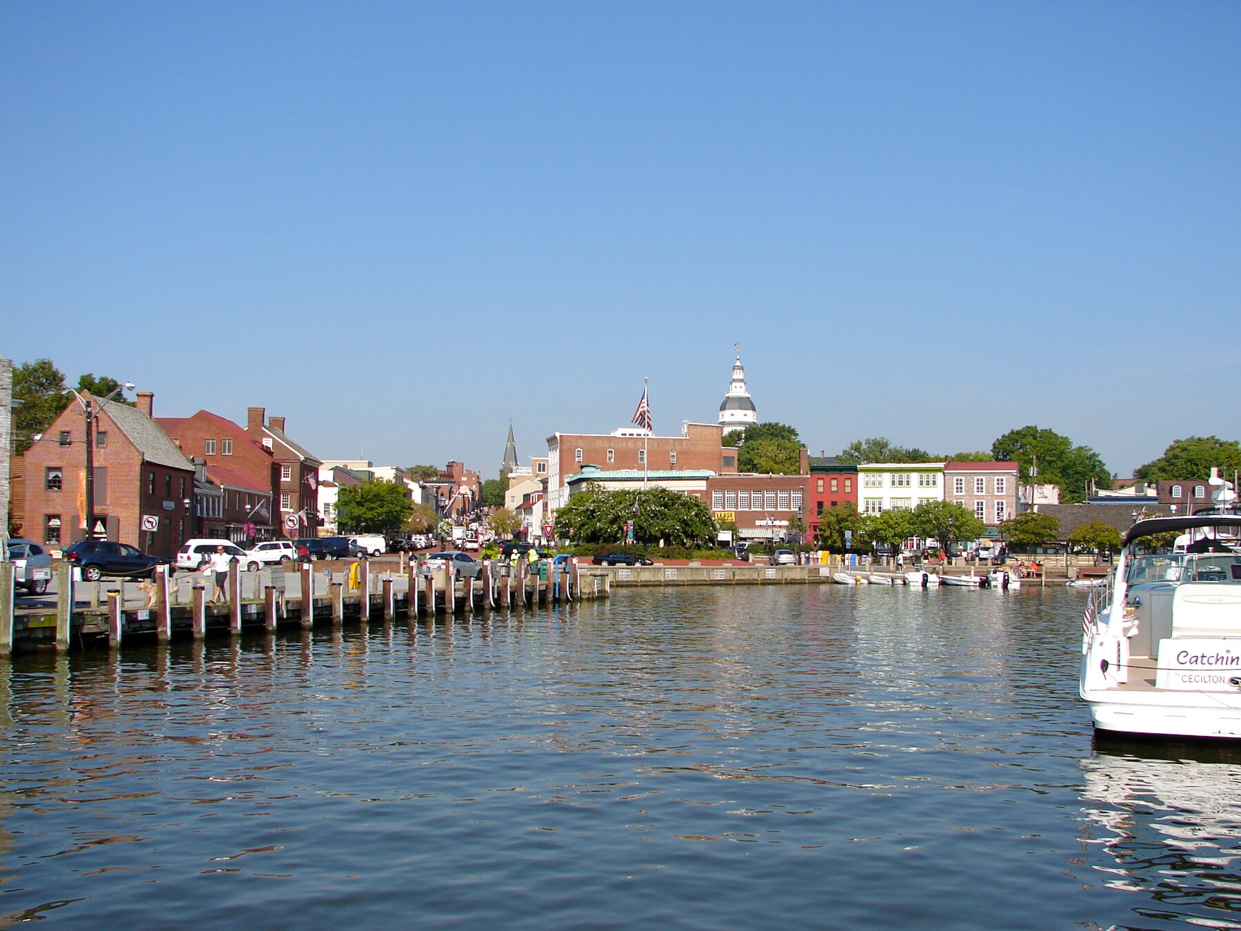 Boats and historic buildings along Annapolis City Dock